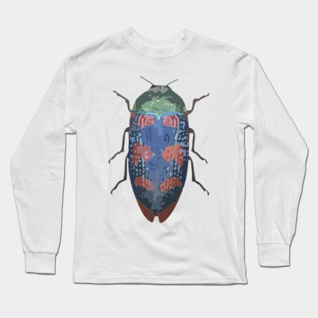 Jewel Beetle Digital Painting Long Sleeve T-Shirt by gktb